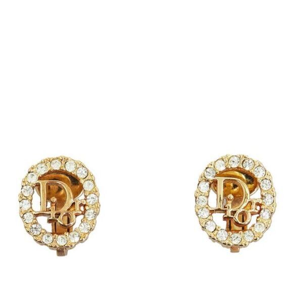 Dior Logo Rhinestone Earrings - Picture 1 of 5
